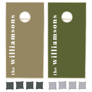 Modern Minimal Army Green Olive Typography Family Cornhole Set