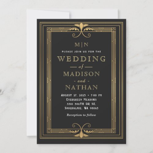 Modern Minimal Art Deco Wedding Invitation