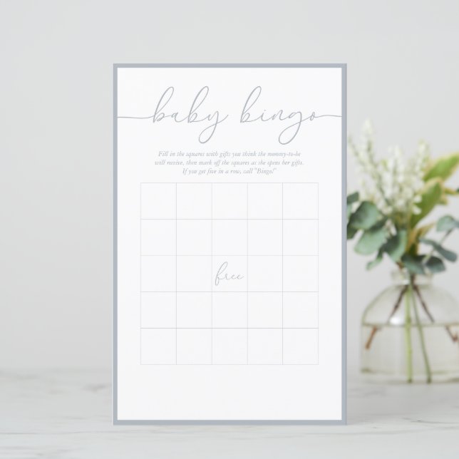 Modern Minimal | Baby Bingo Game Card (Standing Front)