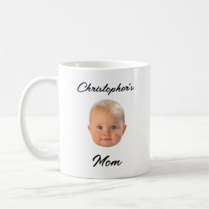 Modern Minimal Baby Face Black Script Mom Gift Coffee Mug