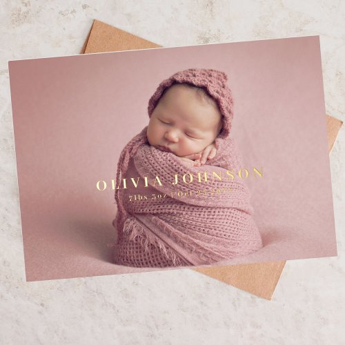 Modern Minimal Baby Photo Birth Announcement