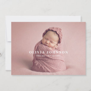 Modern Minimal Baby Photo Birth Announcement