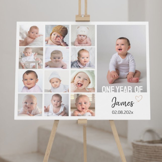 Modern Minimal Baby Photo Collage Foam Board (Creator Uploaded)