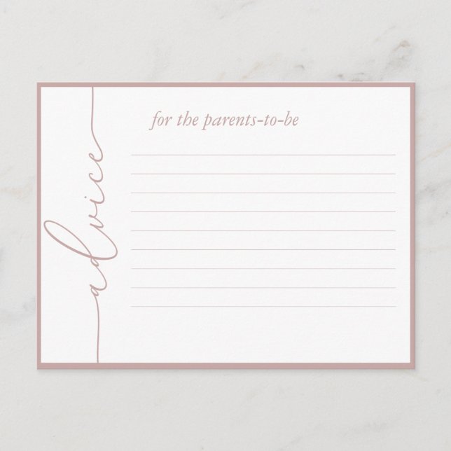 Modern Minimal Baby Shower Advice Card (Front)
