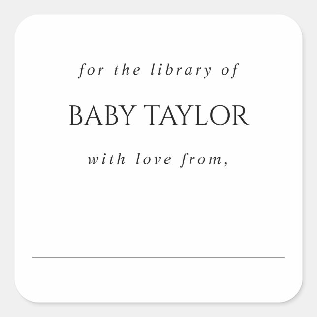 Modern Minimal Baby Shower Bookplate (Front)