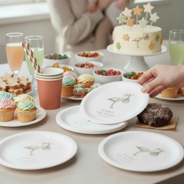 modern minimal baby shower  paper plates (Creator Uploaded)