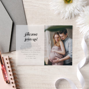 Modern Minimal Baby Shower Photo Vellum Invitations
