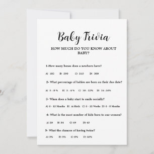 Modern Minimal Baby trivia Baby shower game Card