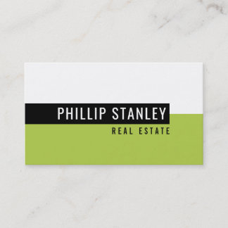 MODERN MINIMAL BAND simple bold black lime green Business Card