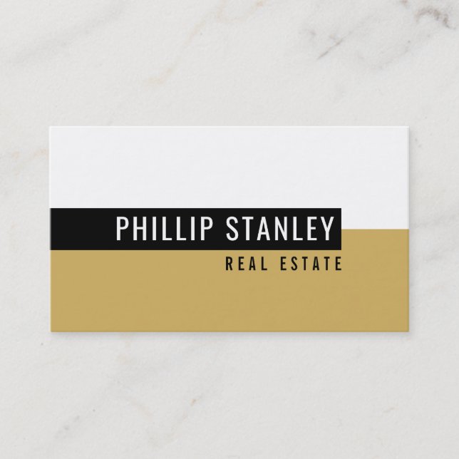 MODERN MINIMAL BAND simple bold black old gold Business Card (Front)
