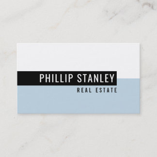 MODERN MINIMAL BAND simple bold black pale blue Business Card