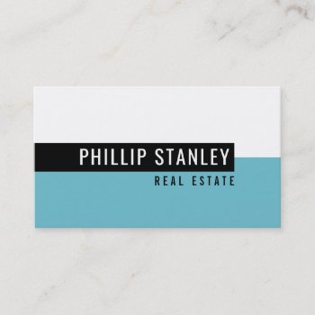 Modern Minimal Band Simple Bold Black Turquoise Business Card by edgeplus at Zazzle