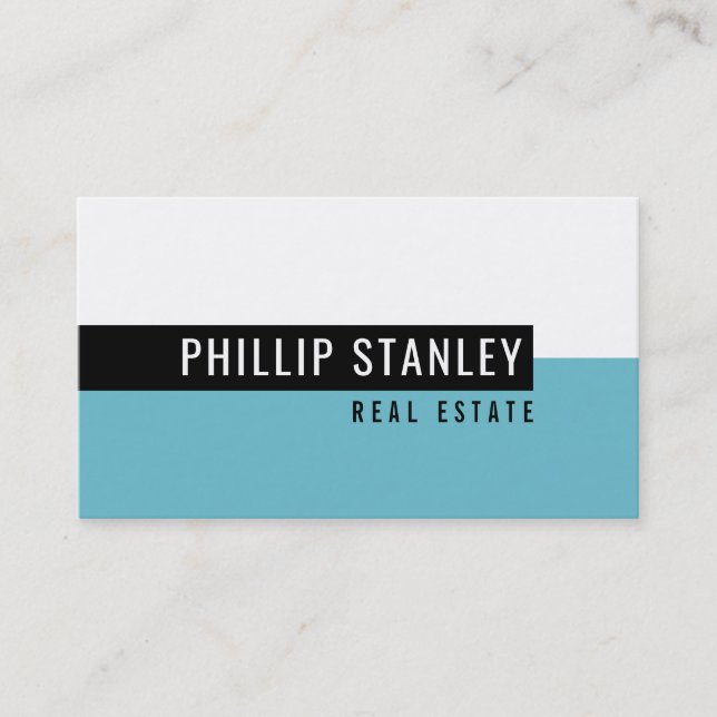 MODERN MINIMAL BAND simple bold black turquoise Business Card (Front)