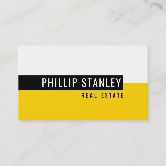 MODERN MINIMAL BAND simple bold black yellow Business Card (Front)