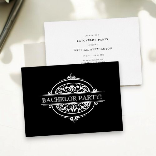 modern minimal batchelor party foil invitation