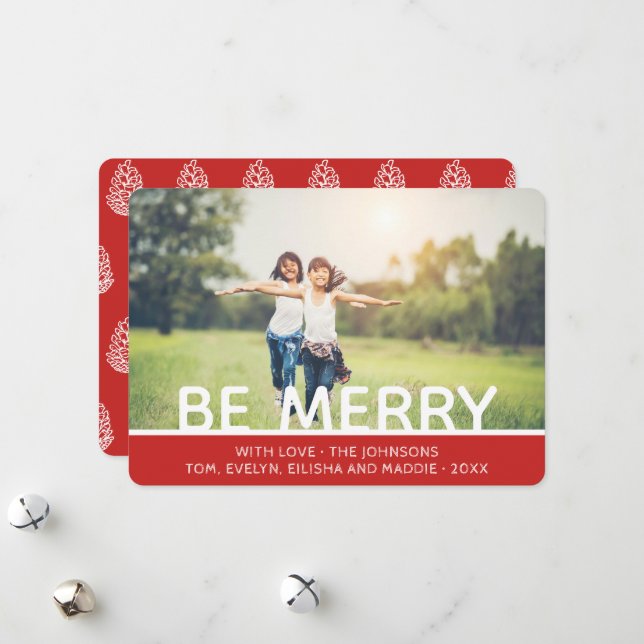 Modern Minimal Be Merry Photo Holiday Card (Front/Back In Situ)