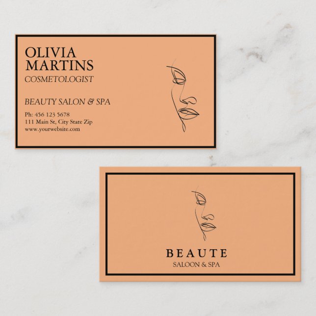Modern Minimal Beauty Salon Spa Business Card (Front/Back)