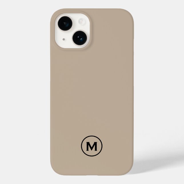 Modern Minimal Beige Monogram Case-Mate iPhone Case (Back)