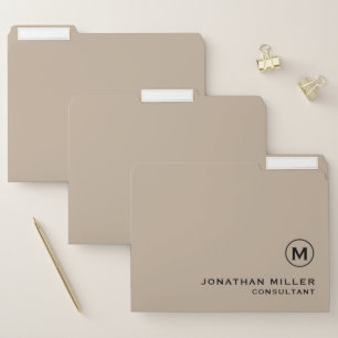 Modern Minimal Beige Monogram File Folder
