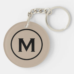 Modern Minimal Beige Monogram Keychain