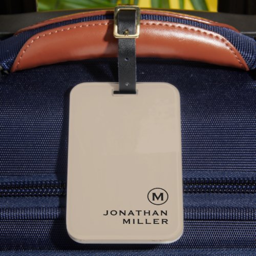 Modern Minimal Beige Monogram Luggage Tag