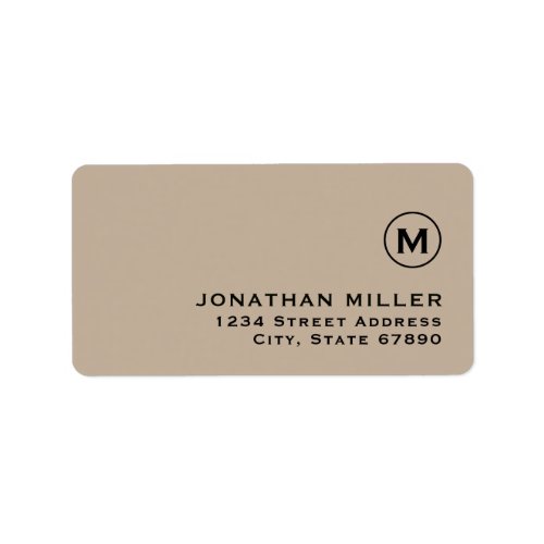 Modern Minimal Beige Monogram Return Address Label