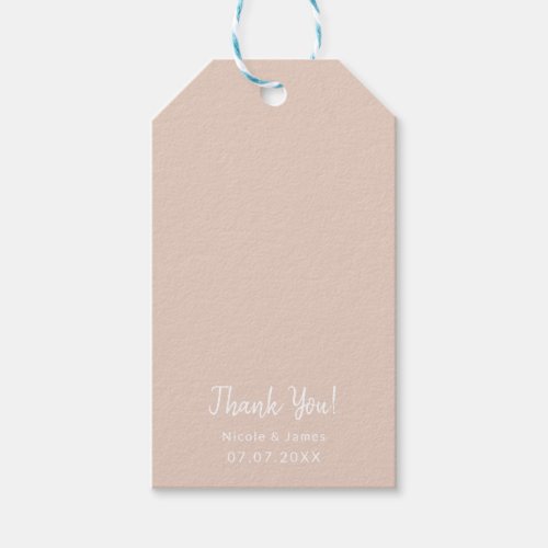 Modern Minimal Beige Pink Any Color Wedding Party Gift Tags