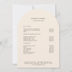 Modern, Minimal, Beige, Salon Price List Card