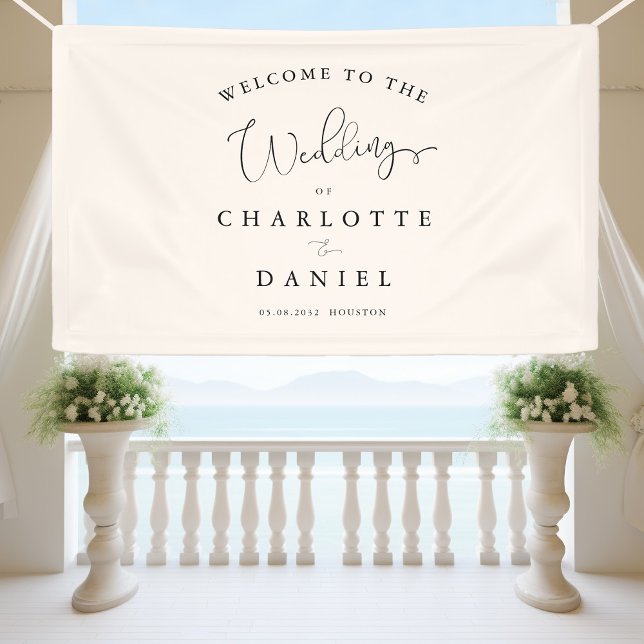 Modern, minimal, beige wedding banner (Modern, minimal, beige, wedding banner. Elegant with handwriting typography.)