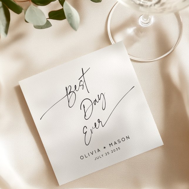 Modern Minimal Best Day Ever Whimsical Wedding  Napkins (Creator Uploaded)