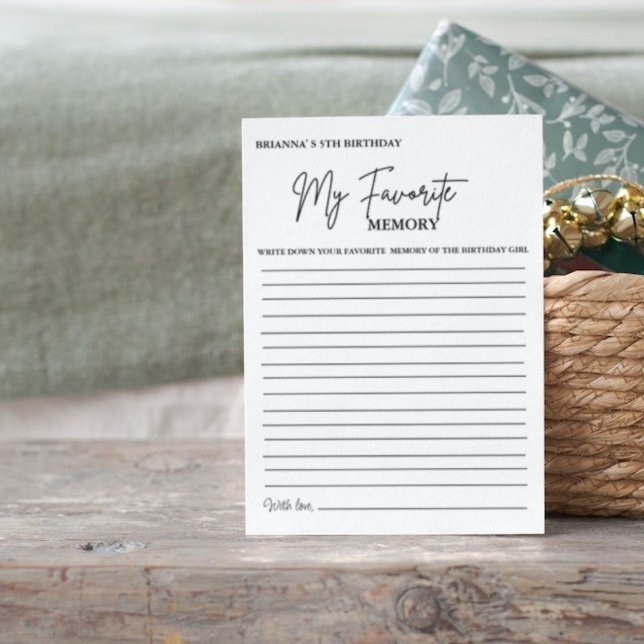 Modern Minimal Birthday Favorite memory game card (Creator Uploaded)