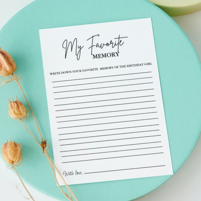 Modern Minimal Birthday Favorite memory game card (Creator Uploaded)