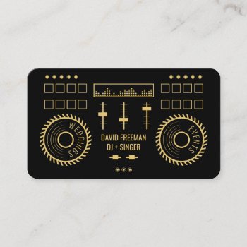 Modern Minimal Black And Gold Dj Music Turntable Business Card by moodii at Zazzle