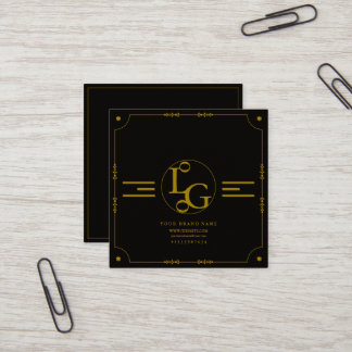 Modern Minimal Black and Gold Squre Business Card