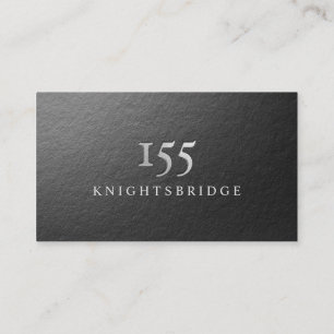 Modern Minimal Black and Silver Foil Debossed Logo Business Card