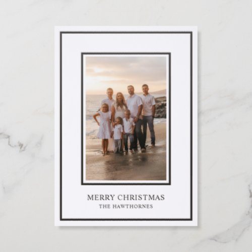 Modern Minimal Black and White Christmas Holiday Letterpress Photo Cards