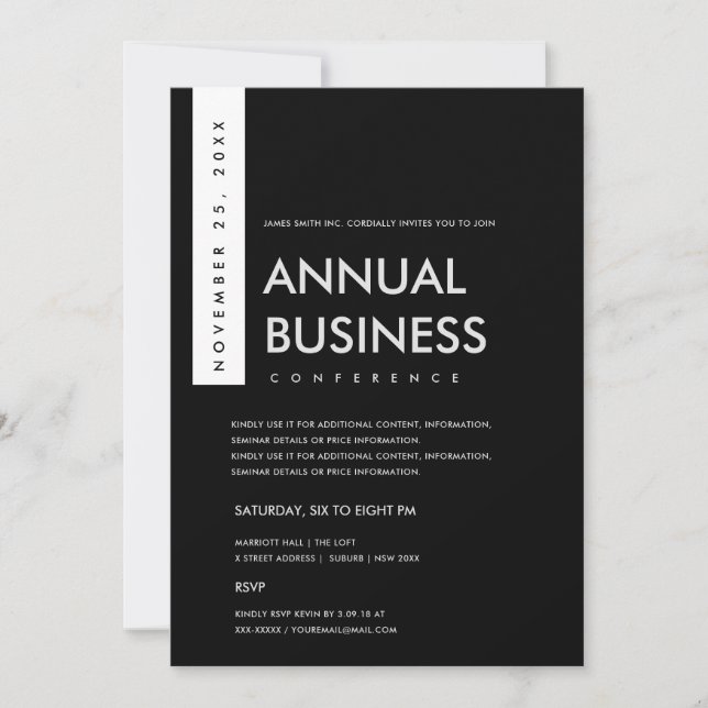 MODERN MINIMAL BLACK AND WHITE CONFERENCE EVENT INVITATION (Front)