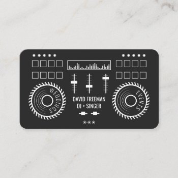 Modern Minimal Black And White Dj Music Turntable Business Card by moodii at Zazzle
