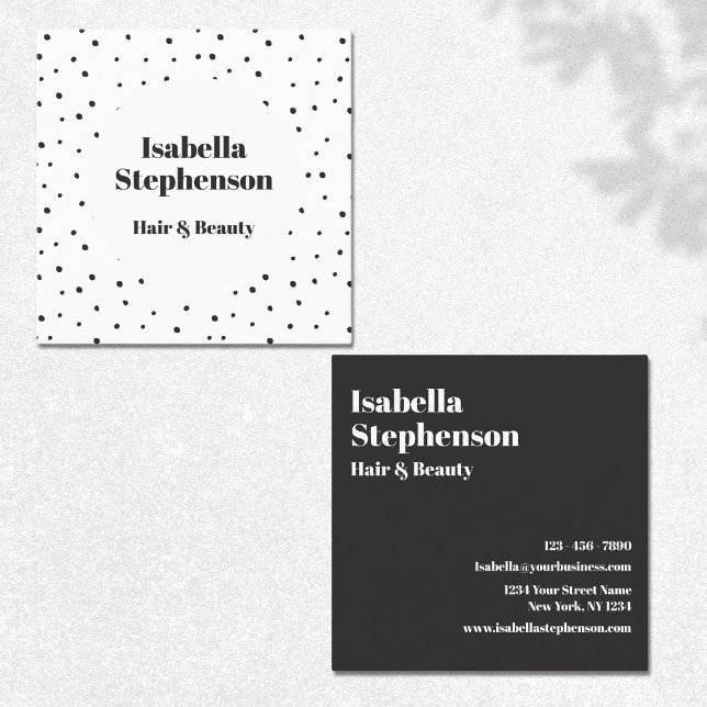 Modern Minimal Black and White Dot Trendy Square Business Card (Creator Uploaded)