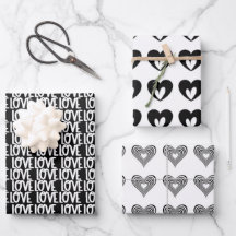 modern minimal black and white hearts