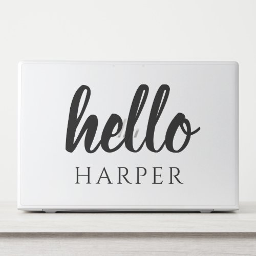 Modern Minimal Black And White Hello And You Name HP Laptop Skin