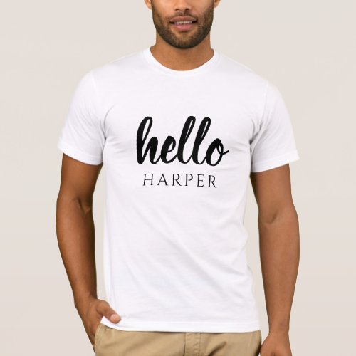 Modern Minimal Black And White Hello And You Name T_Shirt