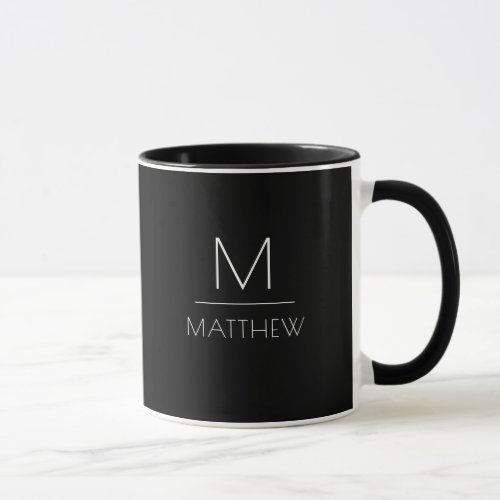 Modern Minimal Black And White Personalized Mug