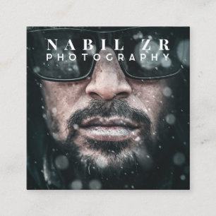 modern minimal black and white photography square business card