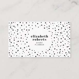 Modern minimal black and white polka dots pattern business card