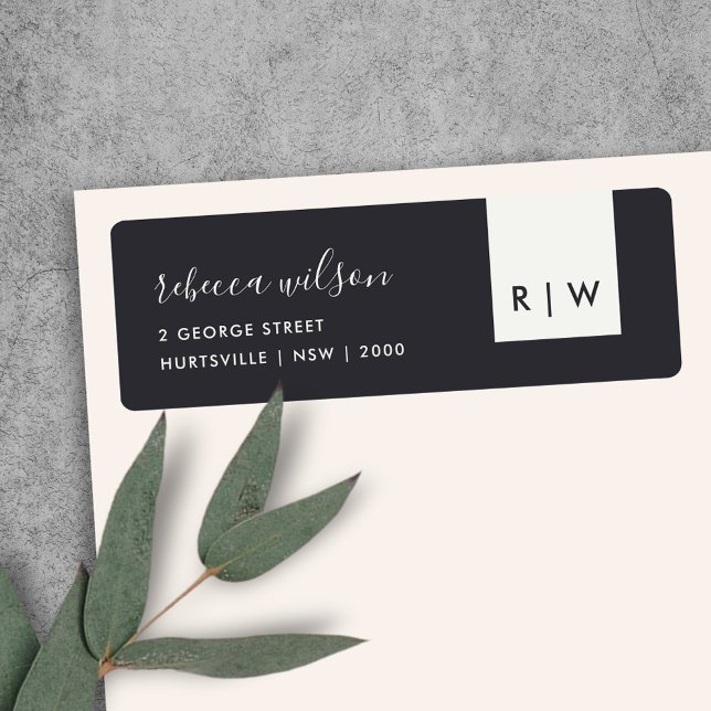 MODERN MINIMAL BLACK AND WHITE SCANDI WEDDING RETU LABEL (Creator Uploaded)