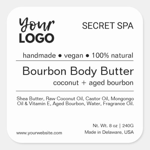 Modern Minimal Black and White Spa Product Label