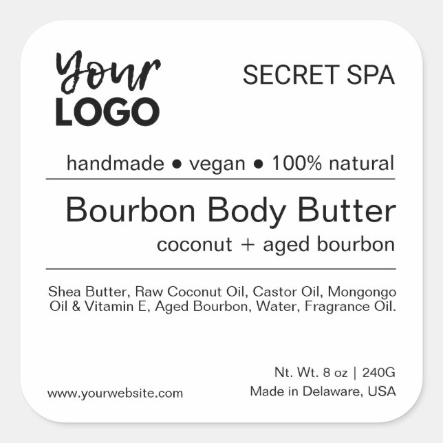 Modern Minimal Black and White Spa Product Label (Front)