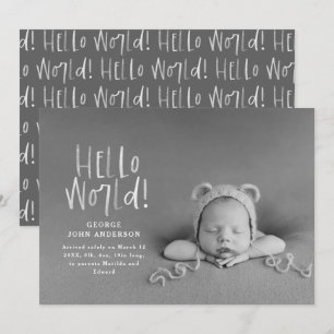 Modern minimal black and white typography photo announcement