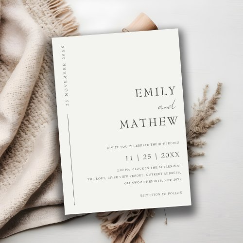 Modern Minimal Black And White Typography Wedding Invitation
